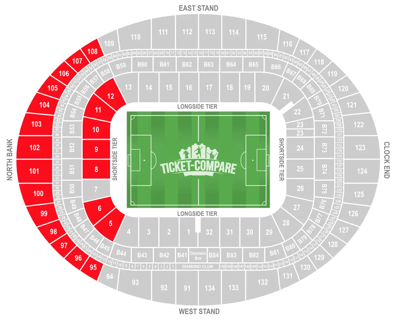 Emirates Stadium North Stand seating plan