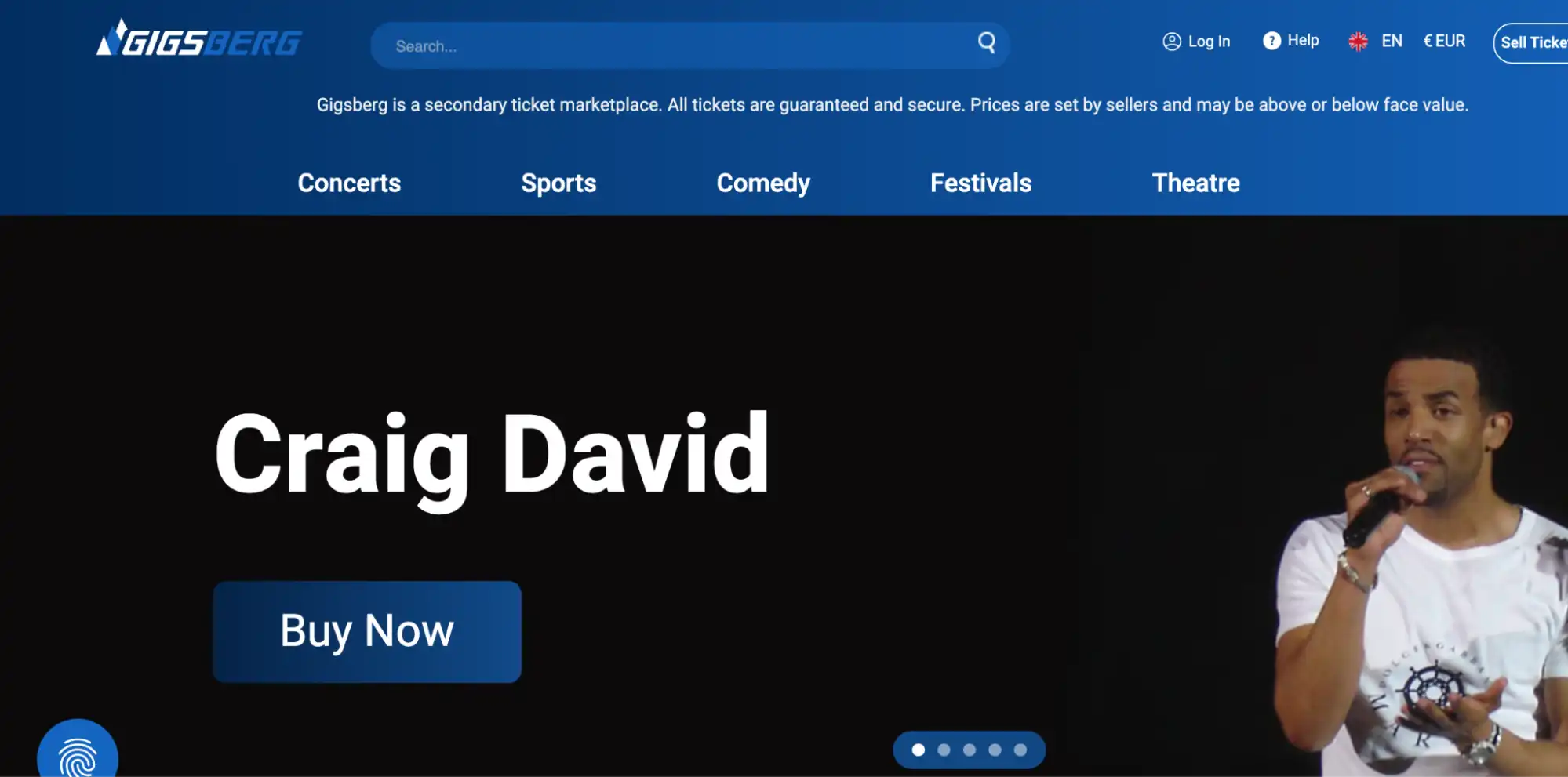 screenshot of Gigsberg website