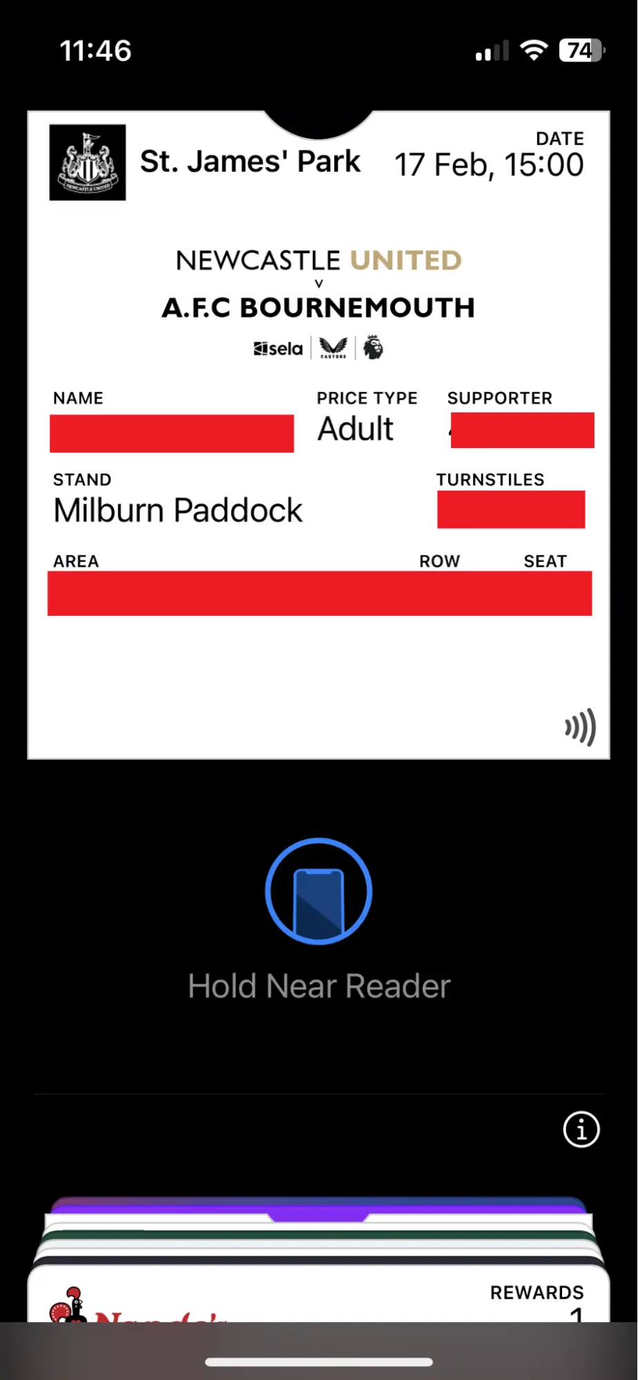 screen grab of ticket