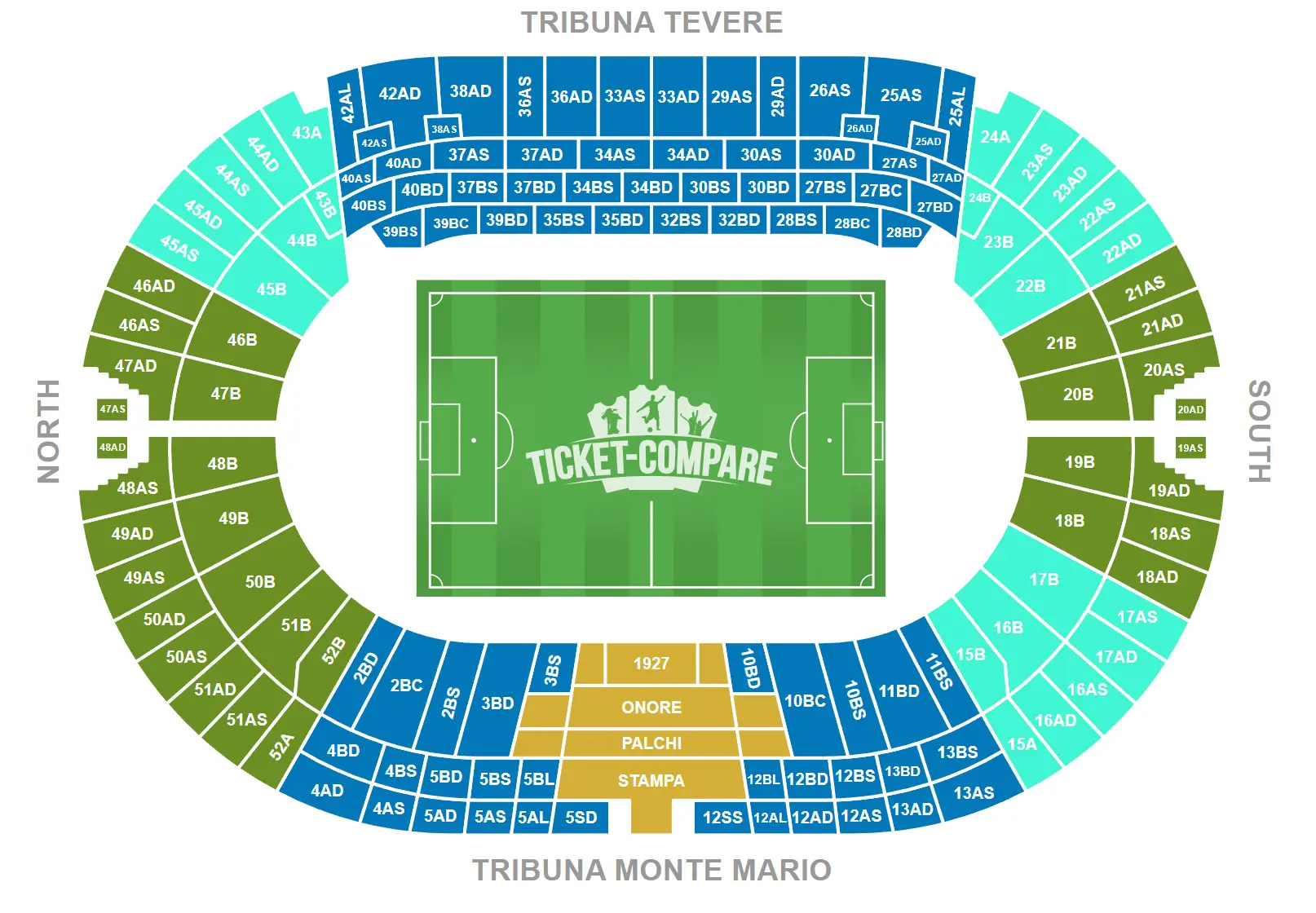 Stadio Olimpico (Roma) Seating Plan