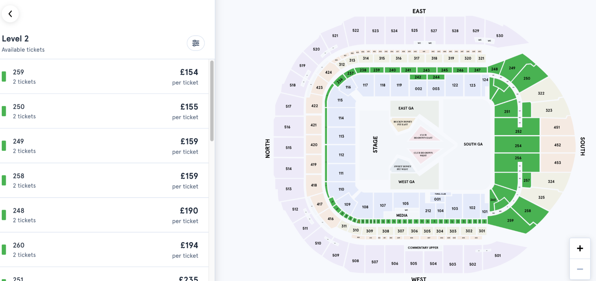 screesnhot of Beyonce tickets on Hellotickets website