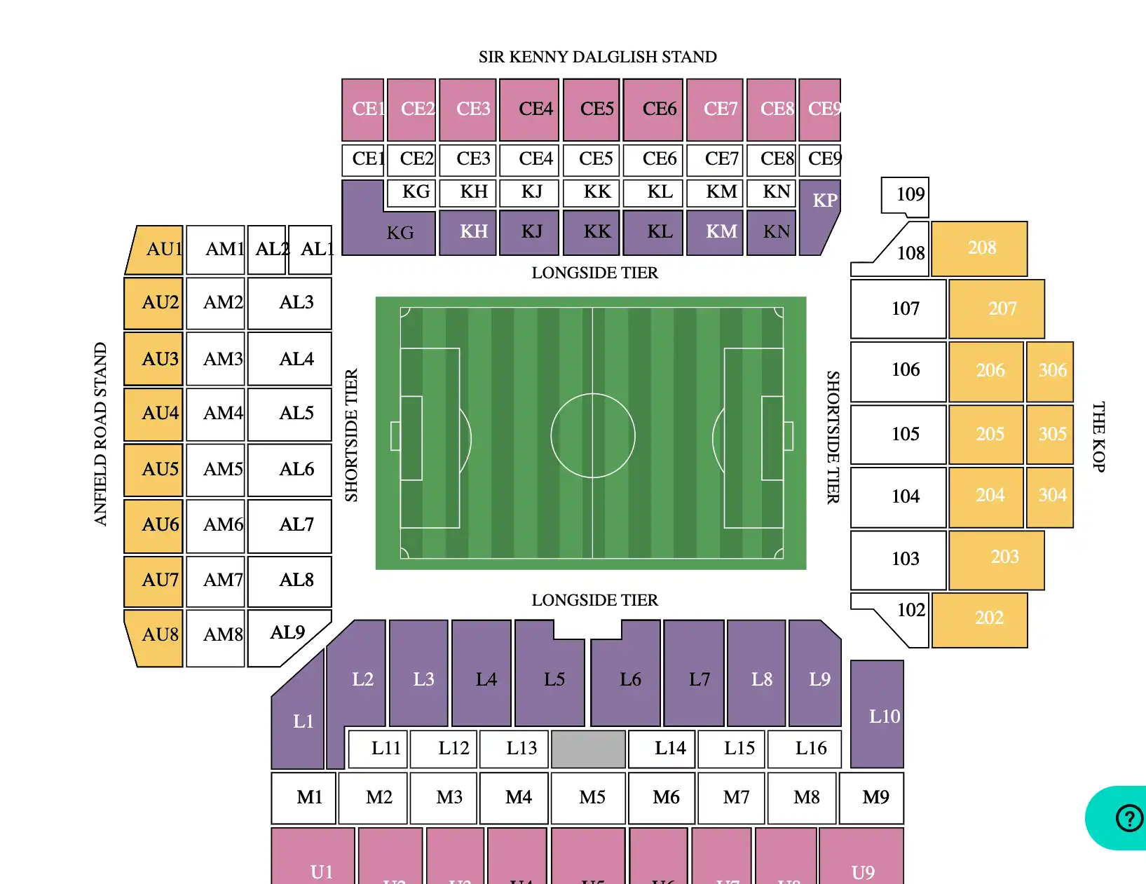 screenshot of example of Seating plan on Ticketgum website