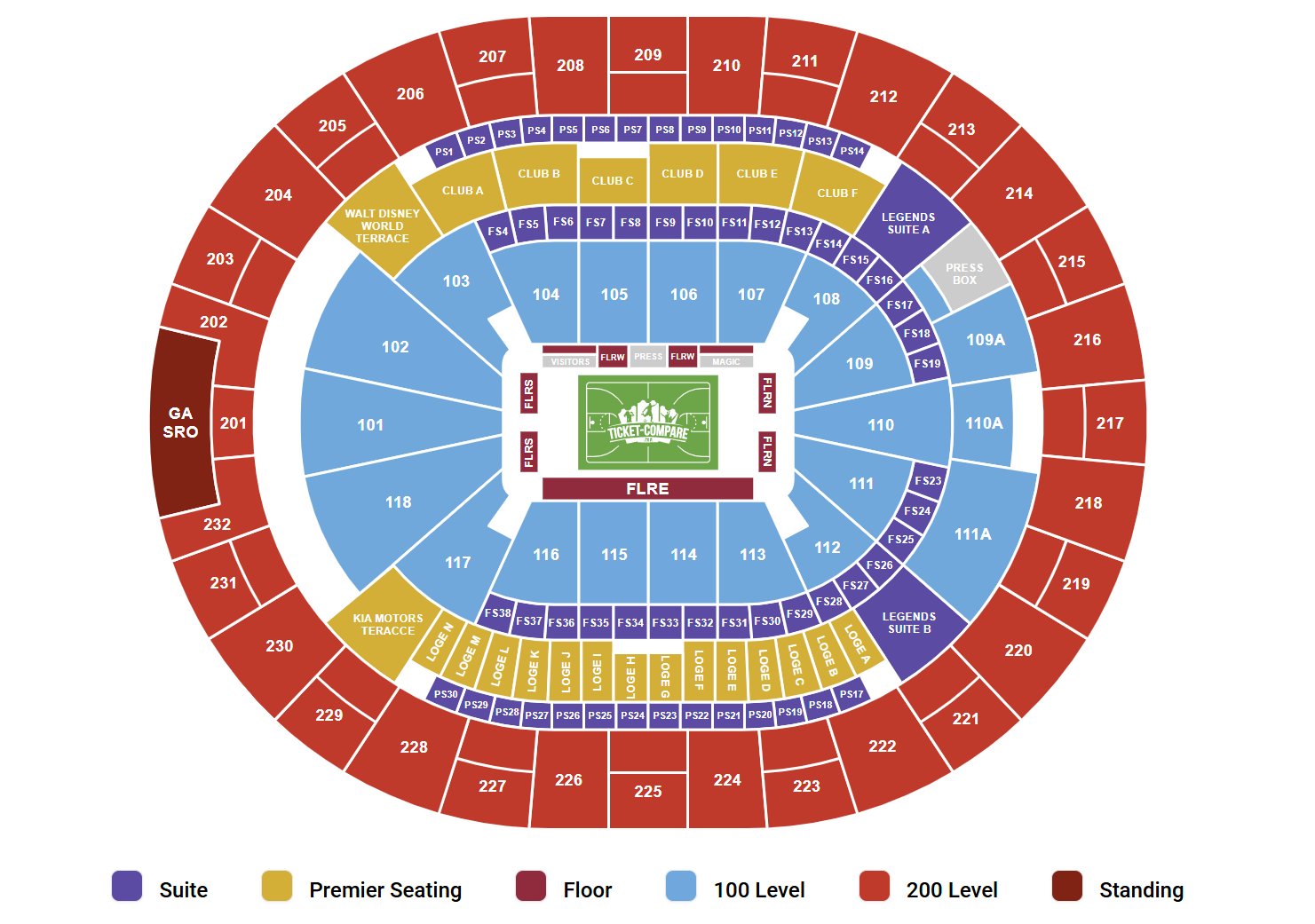 Kia Center - FL Seating Plan