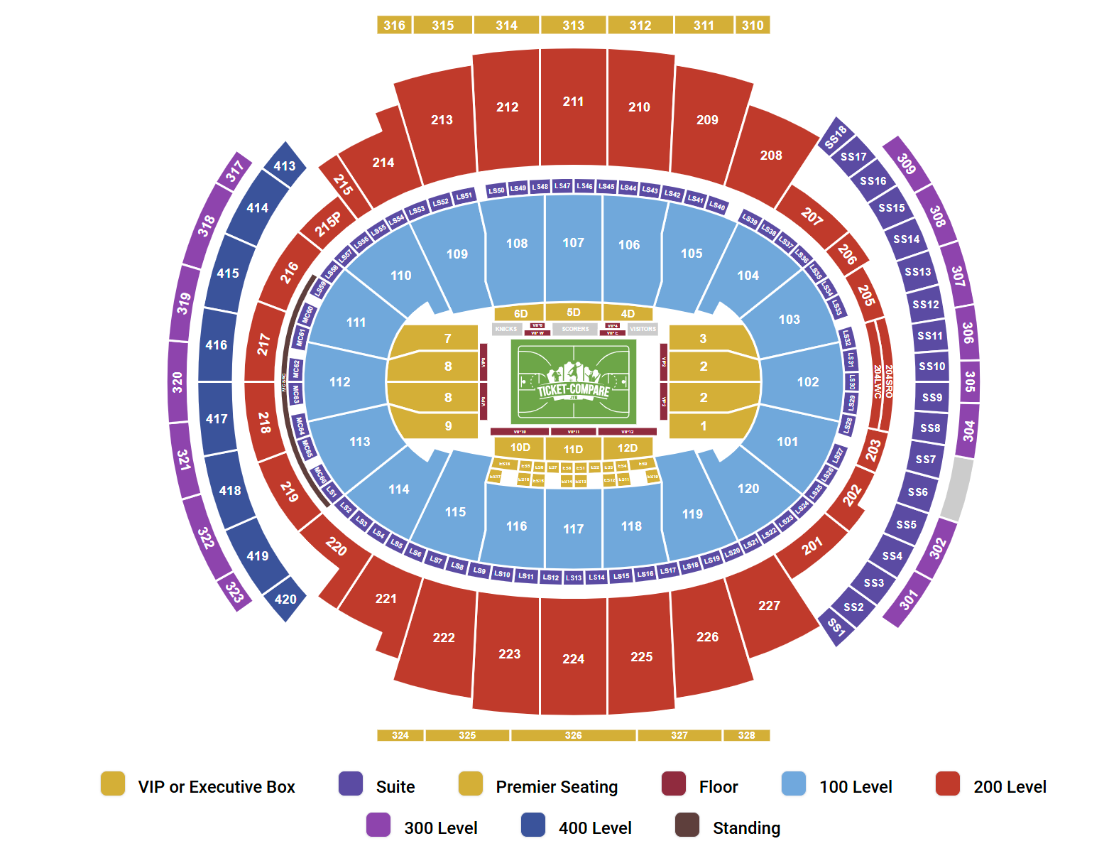 Madison Square Garden - NY Seating Plan