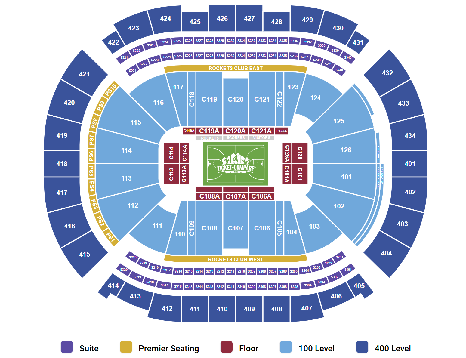 Toyota Center - TX Seating Plan