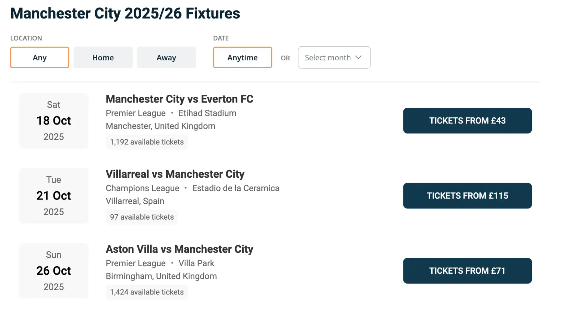 Manchester City Fixtures on fy-nraig.net