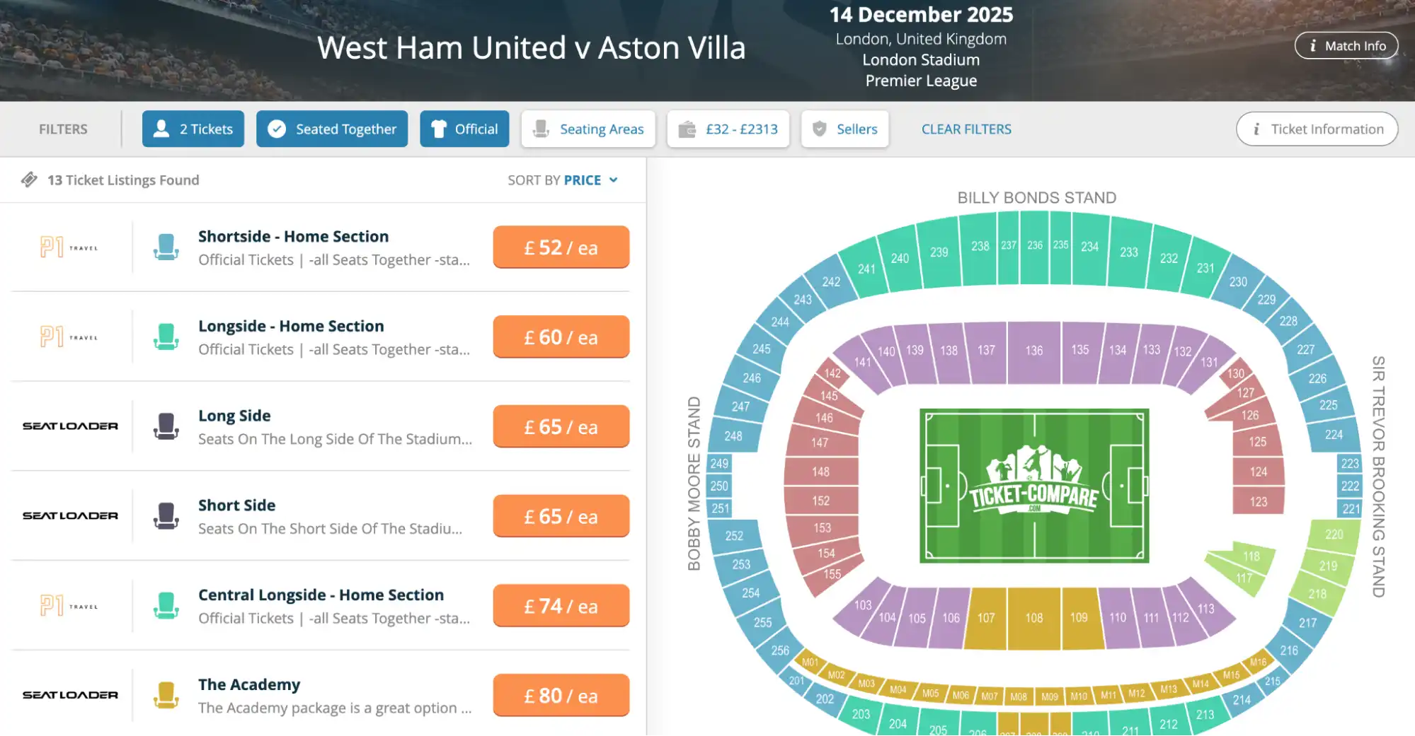 screenshot of Official or Resale tickets option