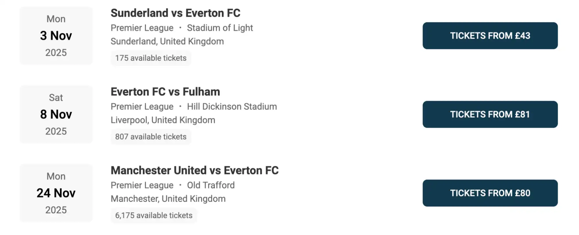 screenshot of Everton FC fixtures on fy-nraig.net