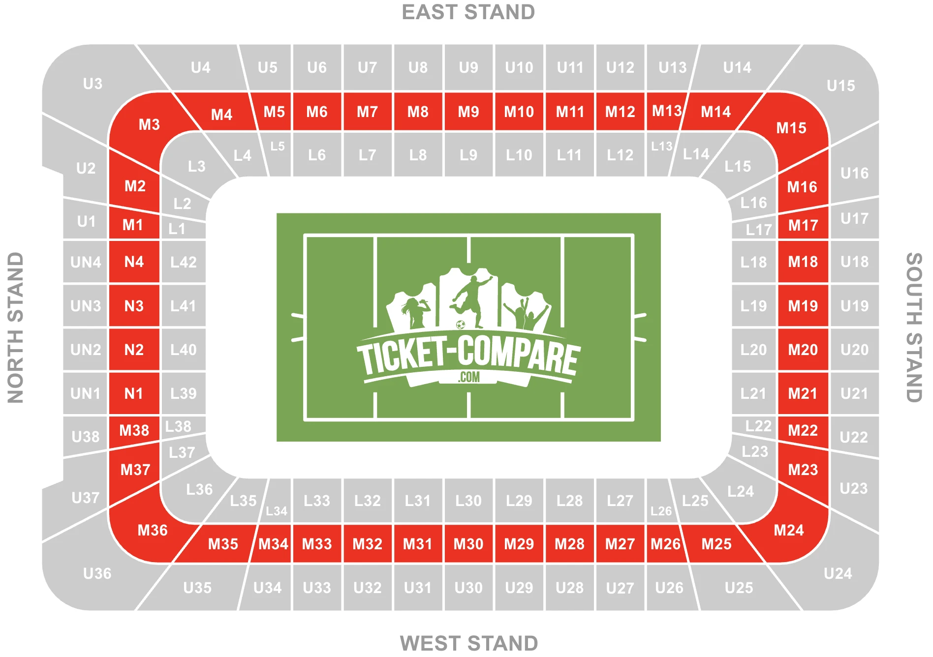 Screenshot of Principality Stadium Seating Plan with the Middle Tier highlighted